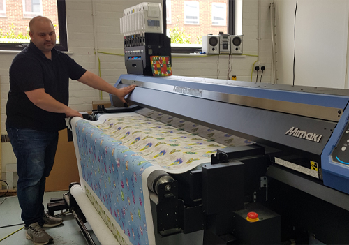 Stuart Kettridge from British Fabric Printing with a Mimaki TX300 pigment ink printer.