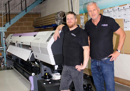 Rob Pope and Matt Wilkinson from Contour Creative Display with a Mimaki UJV55-320