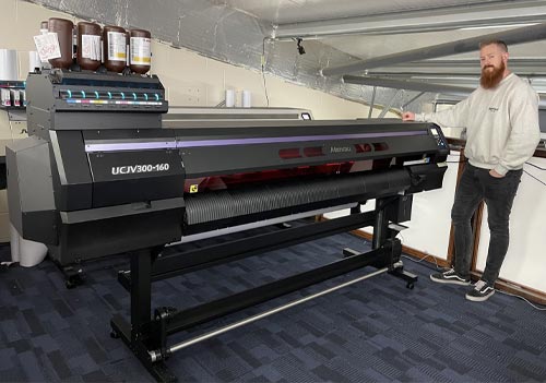 Tim Tomblin from Signs & Graphics with a Mimaki UCJV300-160 UV print and cut from CMYUK