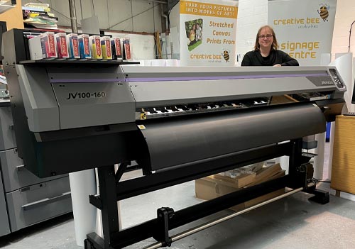 Anne Grice from Creative Bee with a Mimaki JV100-160 dedicated roll printer from CMYUK