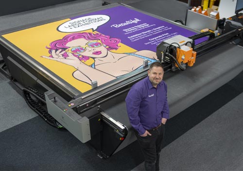 Mike Tyrrell from Simply Beautiful Print with a Kongsberg C64 Edge digital cutting table from CMYUK
